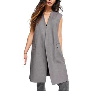 Mango Gray Longline Blazer Vest